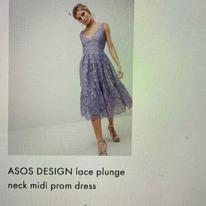ASOS lace plunge neck midi prom dress